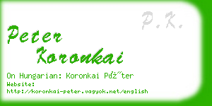 peter koronkai business card